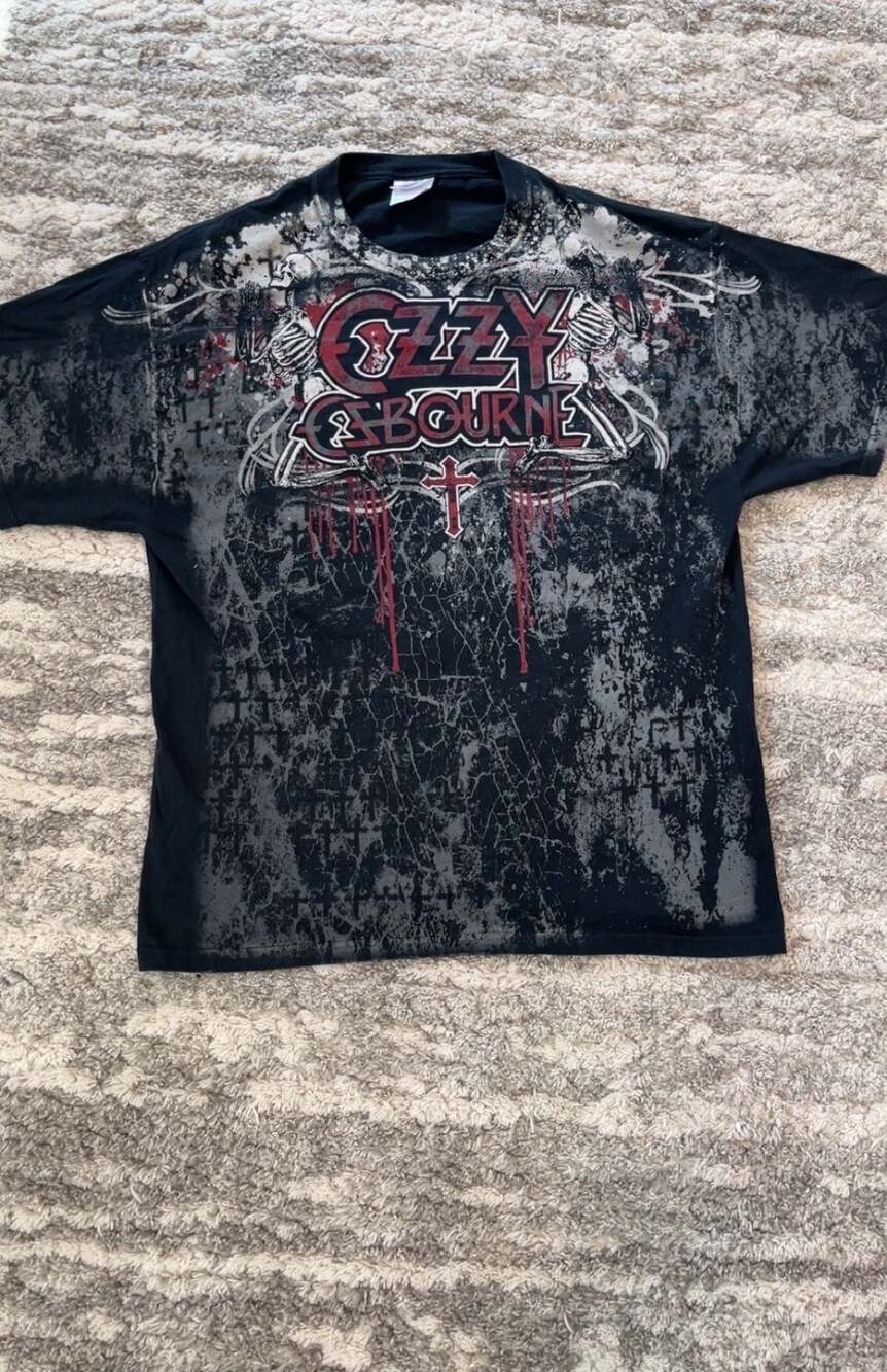 Vintage Ozzy Osbourne All Over Front Print T-Shirt Men's Size XL Black